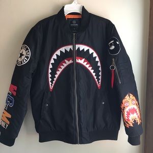 Hudson Outerwear Black Bomber Jacket - Bape theme - Size S
